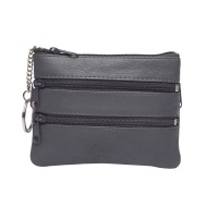 Lorenz Goat Nappa Top Zip Purse with 2 Front & Back Zip